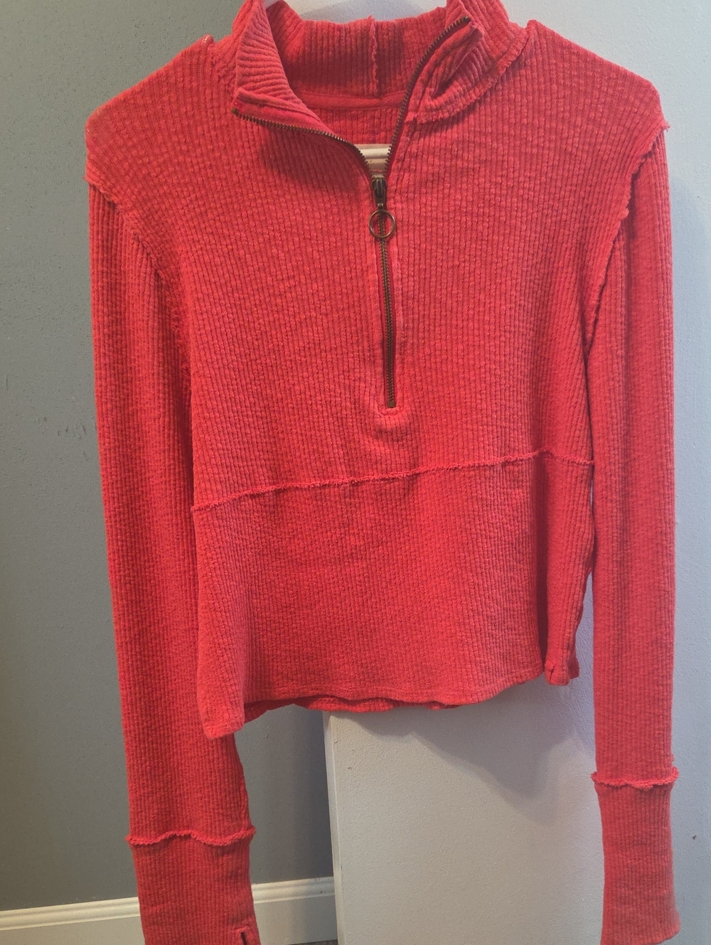 We The Free Knit Half-Zip Pullover Top - Red